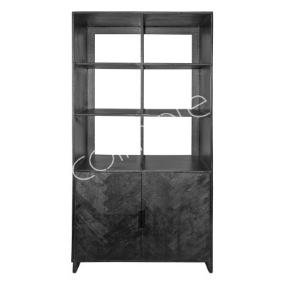 Display cabinet matt black herringbone mango IR 100x50x200