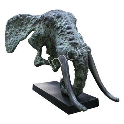 Sculpture elephant ALU/PATINA black base 54x47x47