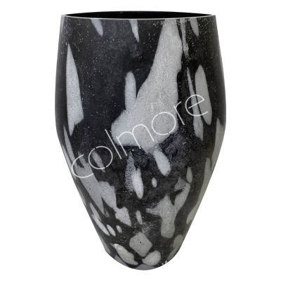 Vase glass matt black multi color 27x27x46