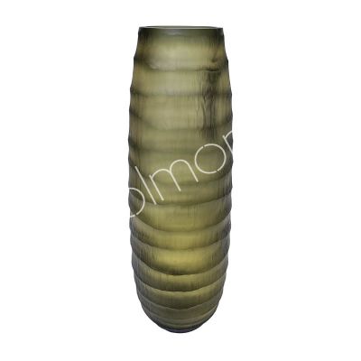 Vase w/cutting glass grey/cream 16x16x46