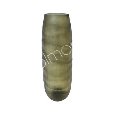 Vase w/cutting glass grey/cream 13x13x39