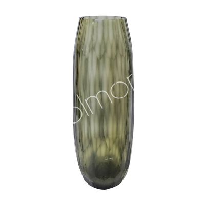 Vase faceted glass grey/cream 16x16x45