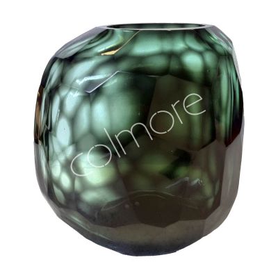 Vase faceted glass green/clear 27x18x27