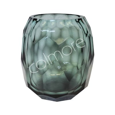 Vase w/cutting glass firozi 12x12x14
