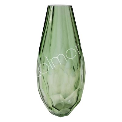 Vase faceted glass light green 11x11x26.5
