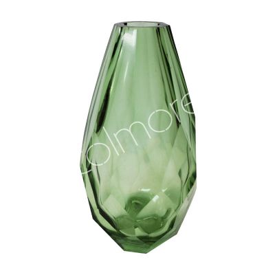 Vase faceted glass light green 10x10x21