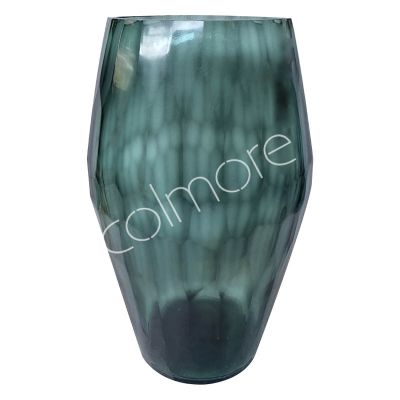Vase faceted glass green 27x27x45.5
