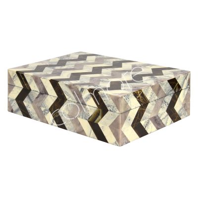 Box zigzag black/natural RESIN 30x20x9