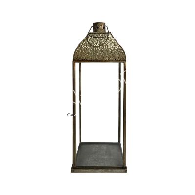 Lantern hammered IR antique w/clear glass 21x21x57