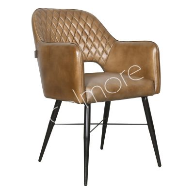 Dining chair brown leather IR black legs 56x63x84