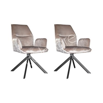 2x Dining chair grey velvet IR black legs 57x65x87
