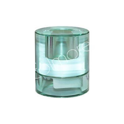 Candle holder blue crystal glass 6x6x6