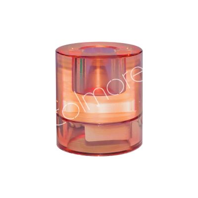 Candle holder orange crystal glass 6x6x6