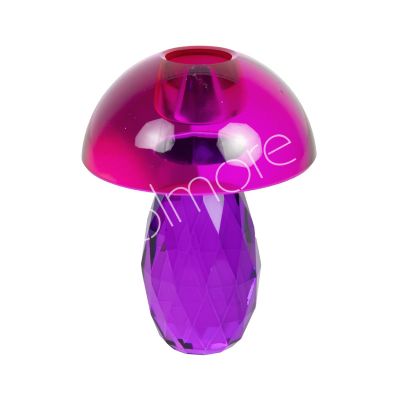 Candle holder mushroom bright color crystal glass 8x8x10