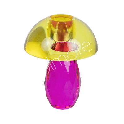 Candle holder mushroom bright color crystal glass 8x8x10