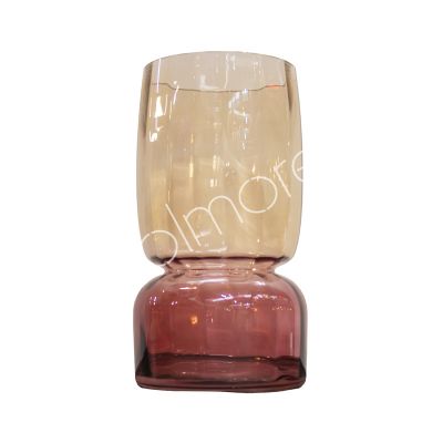 Vase pink ombre glass 15.5x15.5x28