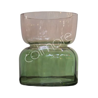 Vase green ombre glass 15x15x18