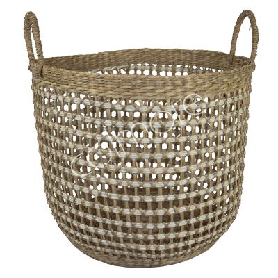 Basket natural/white seagrass 40x40x43