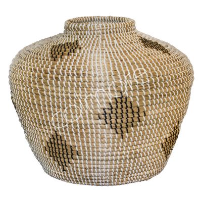 Decorative vase black/white seagrass 45x45x34
