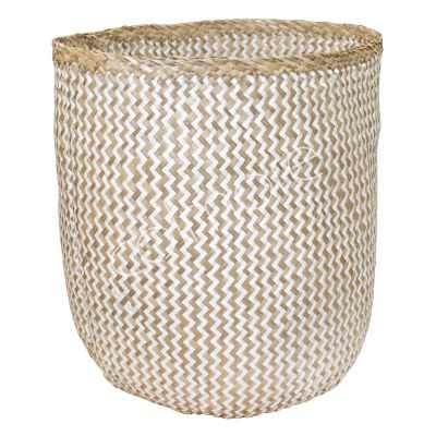 Basket natural/white seagrass 40x40x40