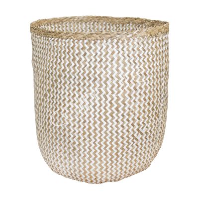 Basket natural/white seagrass 35x35x35