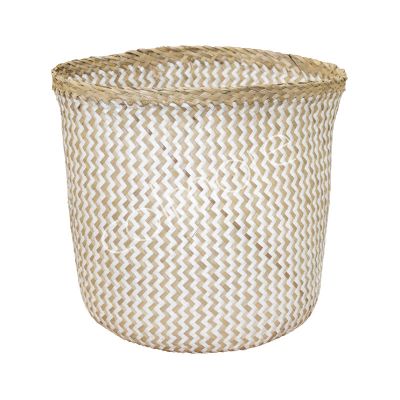 Basket natural/white seagrass 30x30x30