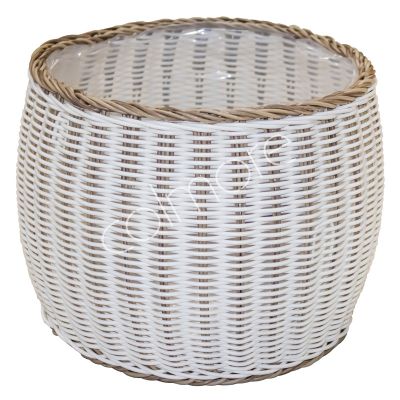 Basket white poly rattan 36x36x26