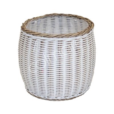 Basket white poly rattan 24x24x20
