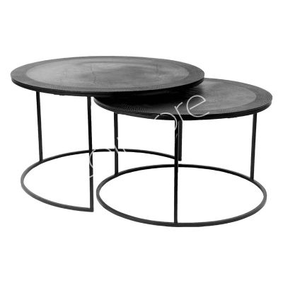 Coffee table SET/2 ALU RAW/BLACK 75x75x44