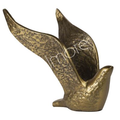 Decorative bird ALU RAW/ANT.GOLD 22x17x22