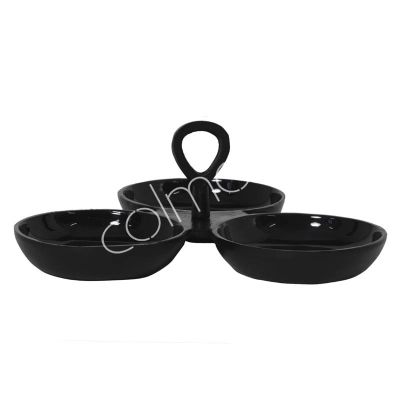 Bowls 3 w/handle ALU RAW/MATT BLACK w/black enamel 25x25x10