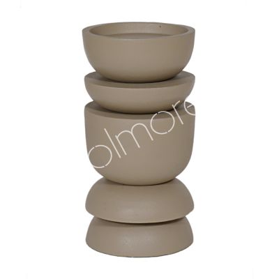 Candle holder ALU RAW/TAUPE 17x17x34