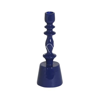 Candle holder indigo blue enamel ALU RAW 9x9x25