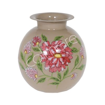 Vase taupe handpainted enamel IR 26x26x26