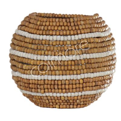 Votive brown/natural wooden beads glass 15x15x13
