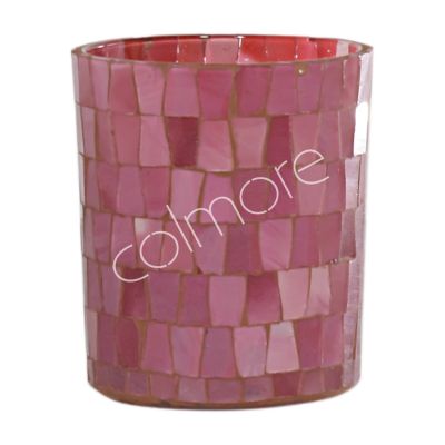 Votive multi pink mosaic glass 10x10x12