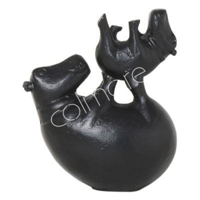 Decorative hippo mattblack ALU18x10x21