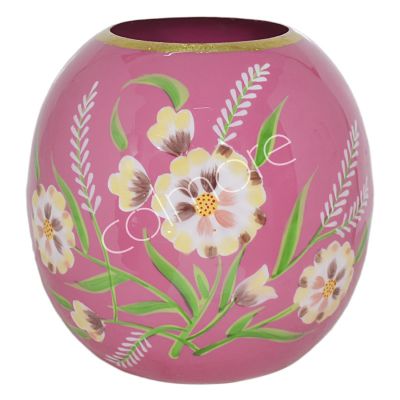 Vase dark pink w/flowers enamel IR 24x24x24