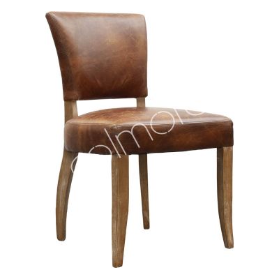 Dining chair Clint top grain dark brown leather 52x63x90