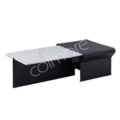 Coffee table w/marble top ALU/ANT.BLACK 142x70x40