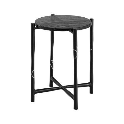 Side table round w/black glass top ALU/ANT.BLACK 33x33x41