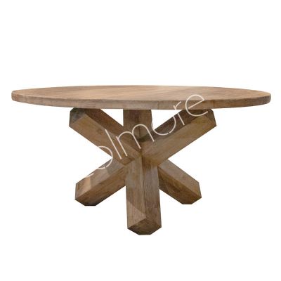 Dining table round natural old pine 152x152x77
