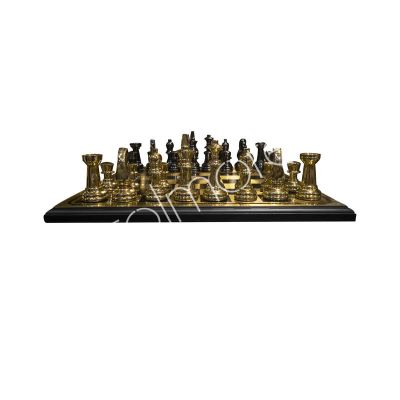 Chess board black/gold ss/ALU wood 40x40x5