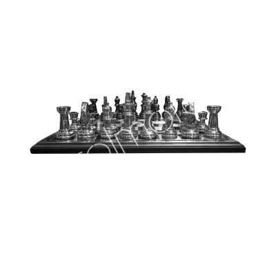 Chess board black/silver ss ALU/NI wood 40x40x5