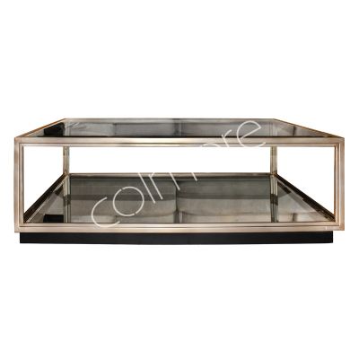 Coffee table frozen gold w/clear glass & mirror ss 120x80x40