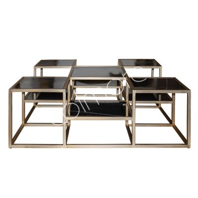 Coffee table w/black marble ss/FROZENGOLD 120x120x40