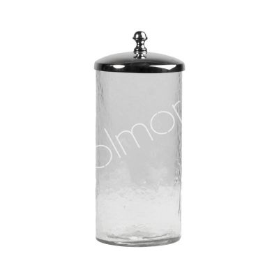 Jar w/lid hammered glass BR/NI 10x10x24