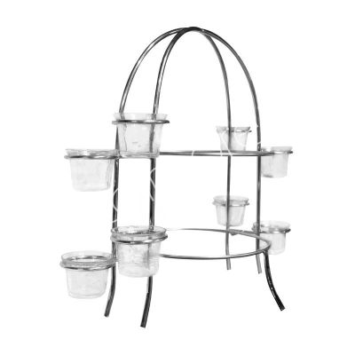 Etagere 2 tier w/hammered glass ss/NI 43x29x38