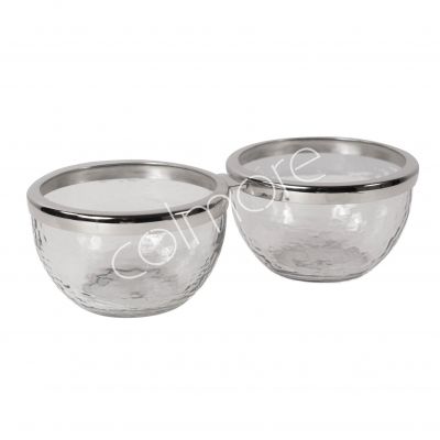 Two bowls hammered glass BR/NI 33x20x6
