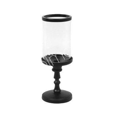 Candle holder w/glass ALU/BLACK 11x11x31